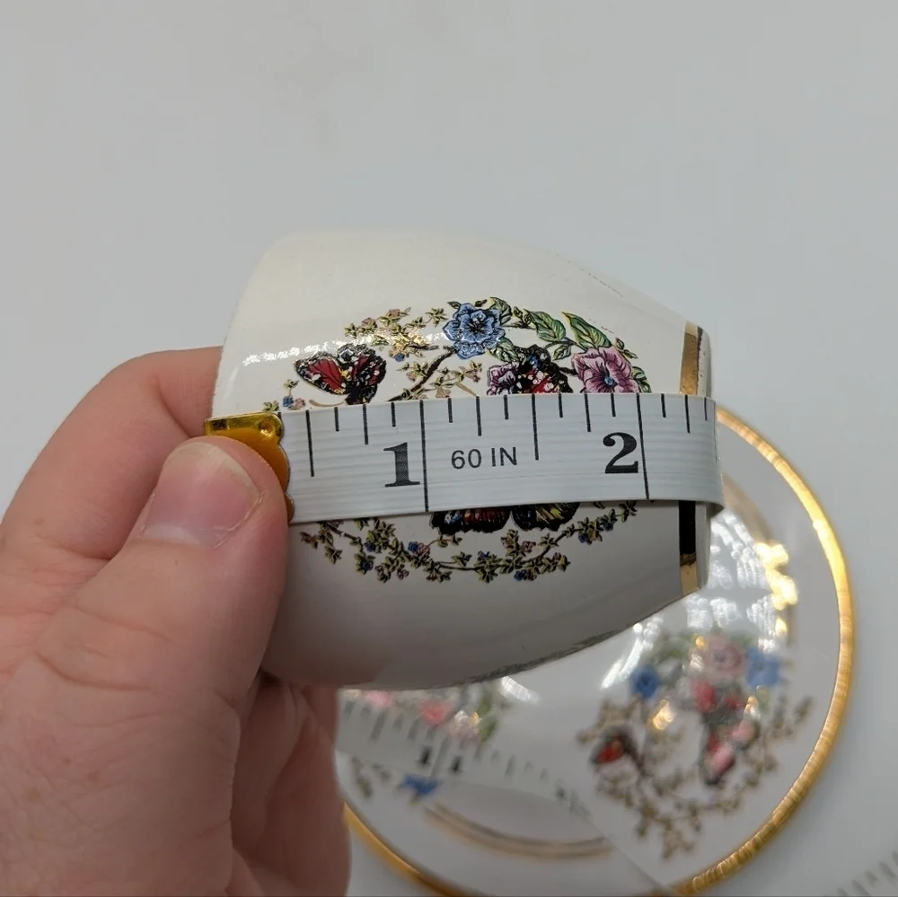 Manousakis Keramik Small Ceramic Butterfly Floral Bone China Espresso Tea Cup